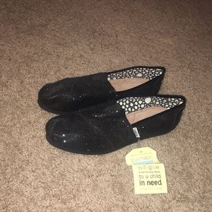 SOLD - Toms black glitters (womens)